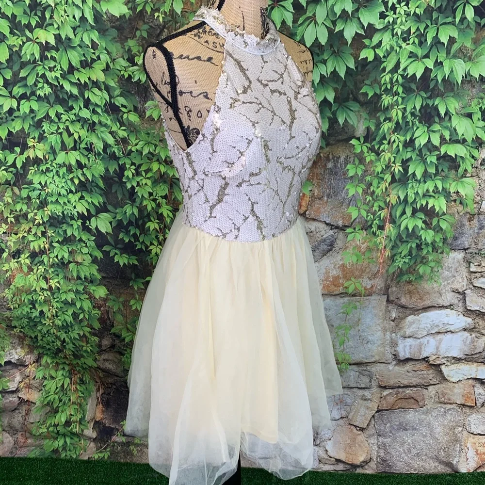 ENTRY French Vanilla Sequined Tulle Dress, Juniors Large/Women's Small - Picture 11 of 12